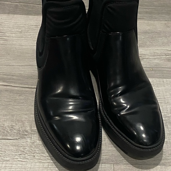 Zara Chelsea Booties Casual Round Toe Chunky Heel Ankle Boots Motorcycle Shoes - Picture 2 of 9